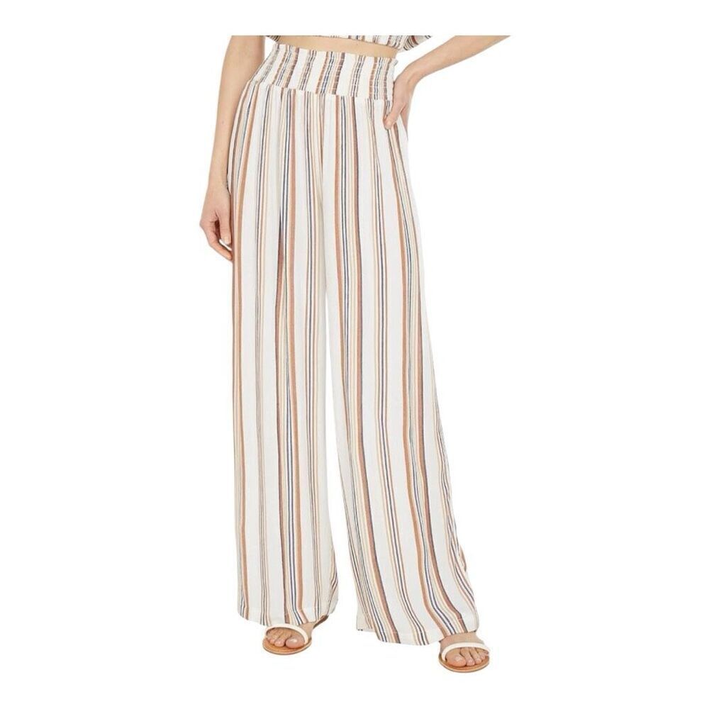 Bishop + Young Super Chill Wide Leg Pants striped smocked waist size S